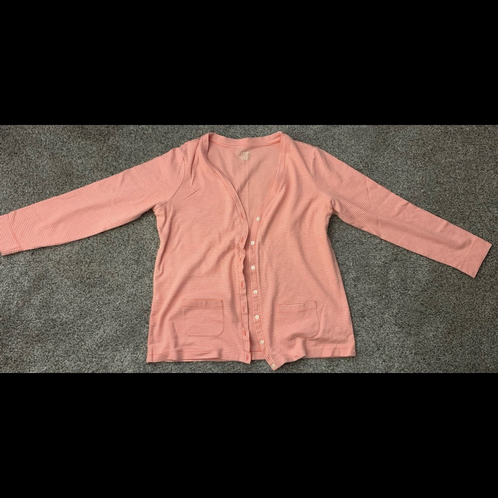 L.L. Bean Sweater Large Orange & White Stripes